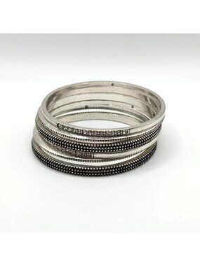 NWT Chicos Silver-Tone Bangle Bracelet Set Of 6